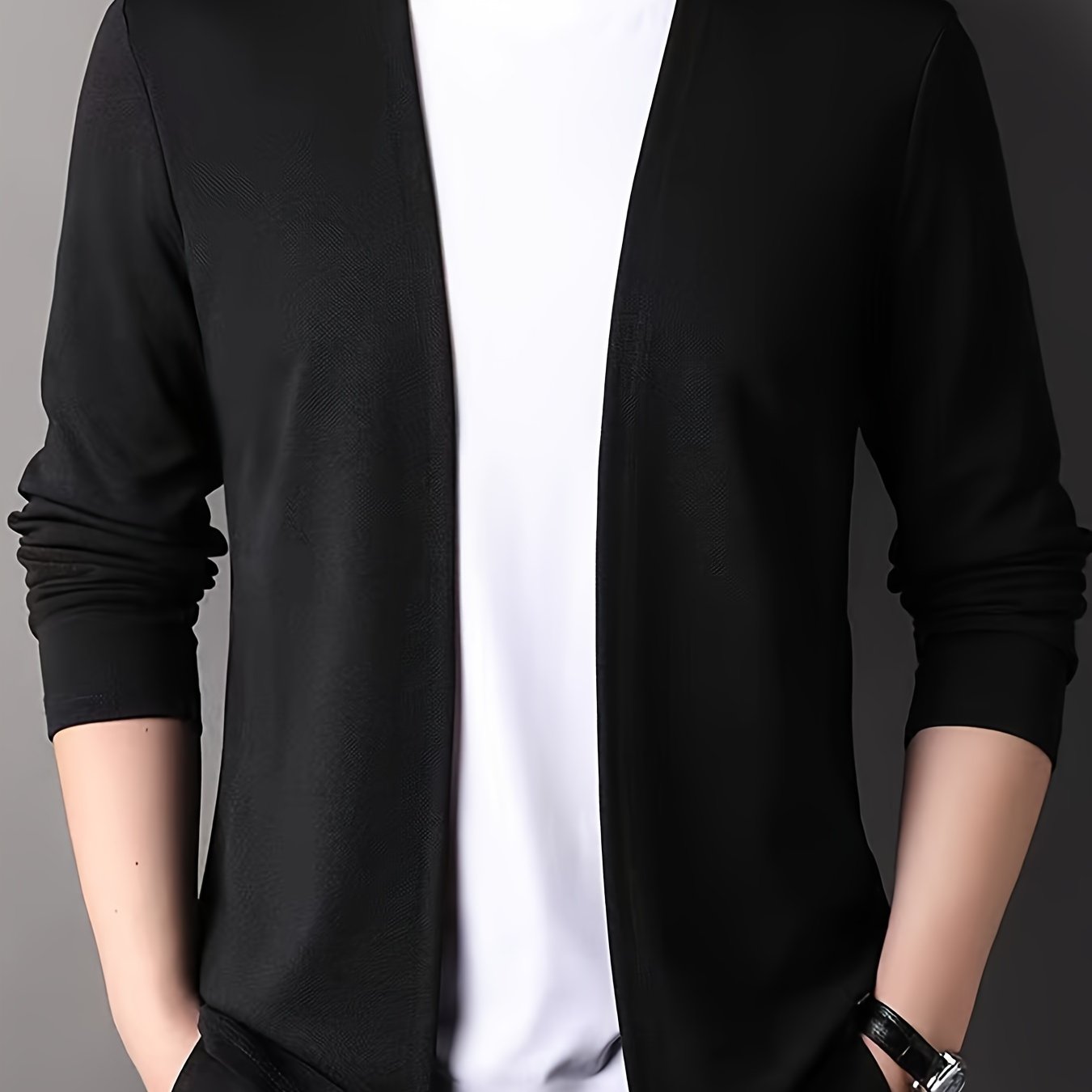 Men's slim-fit knitted cardigan for outdoor activities.