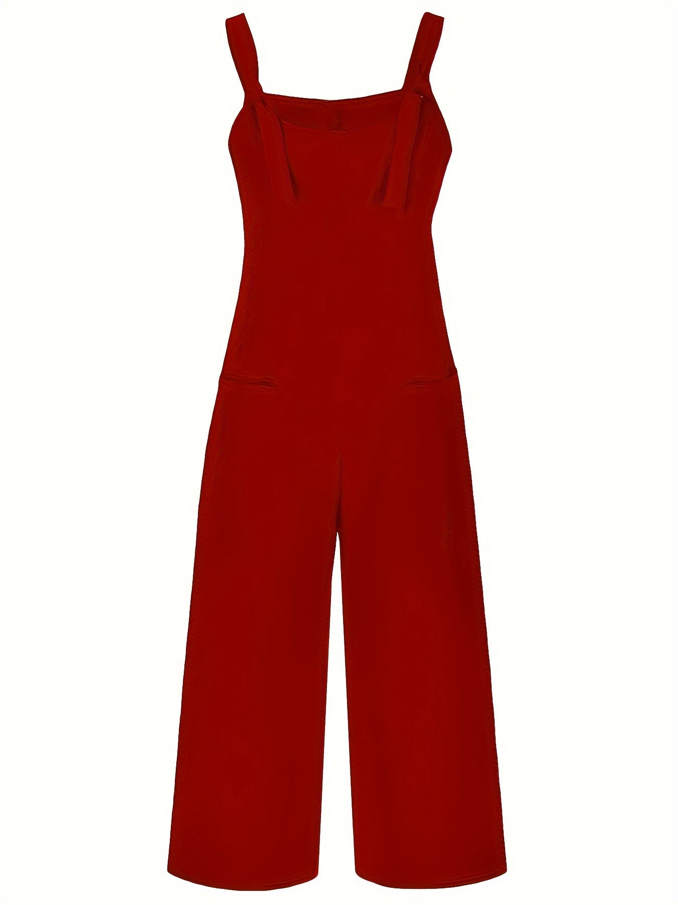 Textured Knot Detail Jumpsuit with Pockets, Women's lounge sleepwear