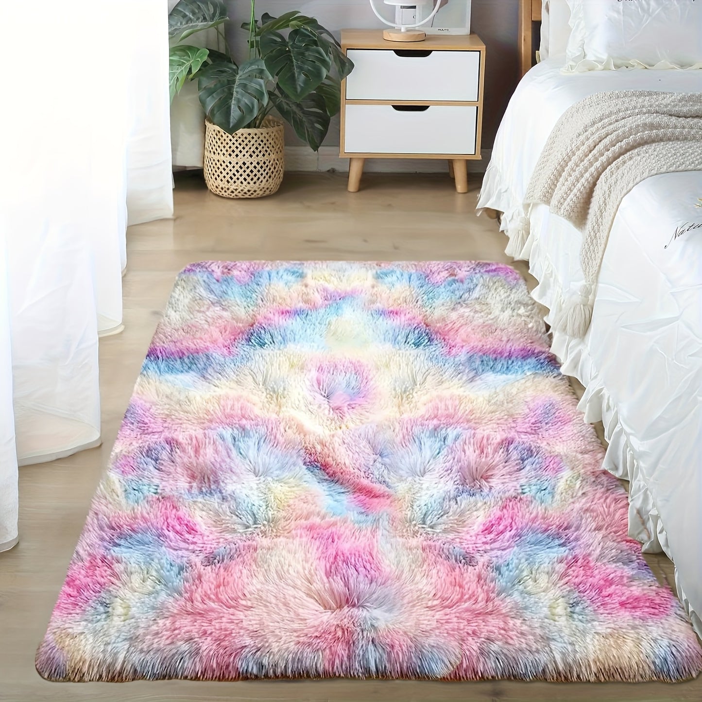 Soft plush drum carpet suitable for home decoration, dormitories, bedrooms, and living rooms; pet-friendly.