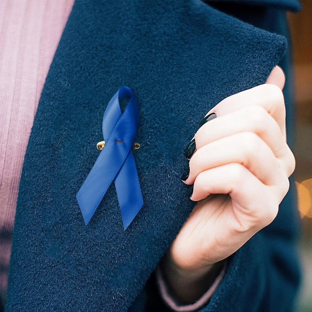 Blue Awareness Ribbon Pins in Minimalist Style - Set of 100, Made of Sturdy Material, Ideal for Charity Events and Social Causes to Show Support and Care