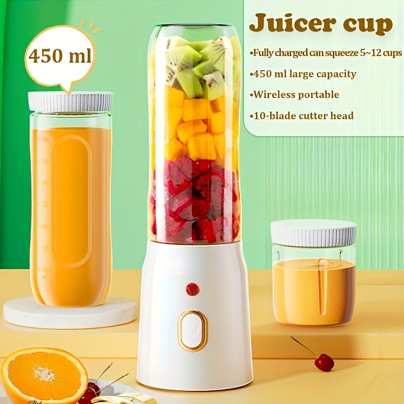 Compact Electric Juicer Cup Set with Two Cups - Rechargeable via USB, Powered by Lithium Battery, Versatile for Home, Dorm, Travel & Outdoor Activities, Perfect for Small Spaces and Students