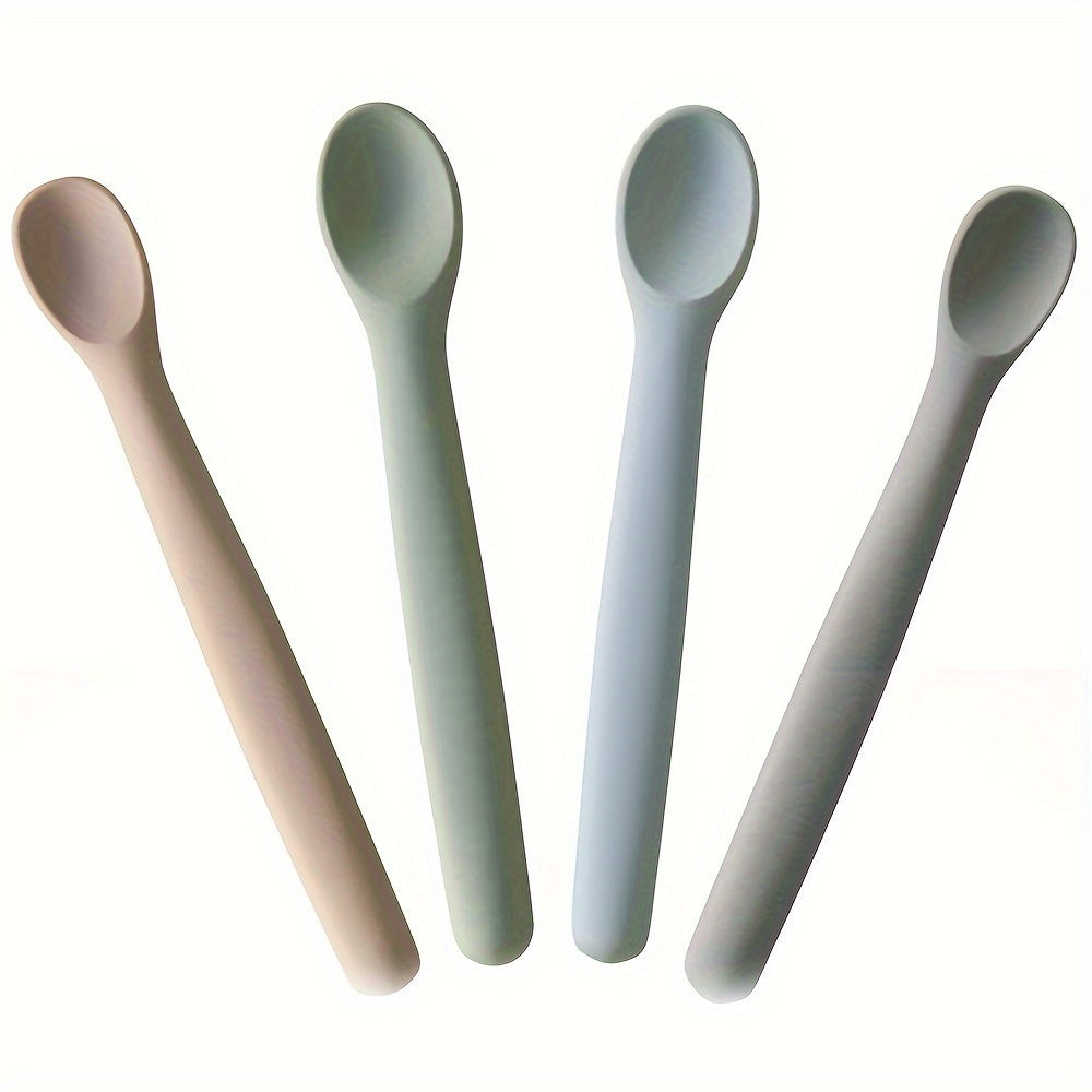 Set of 2 Silicone Feeding Spoons with Soft Tips and Bendable Design for Easy Training, Exceptionally Durable and Chew-Resistant