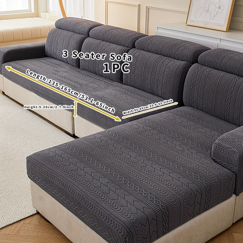 Bohemian style dark gray stripes sofa cover for all seasons, with elastic for home protection.