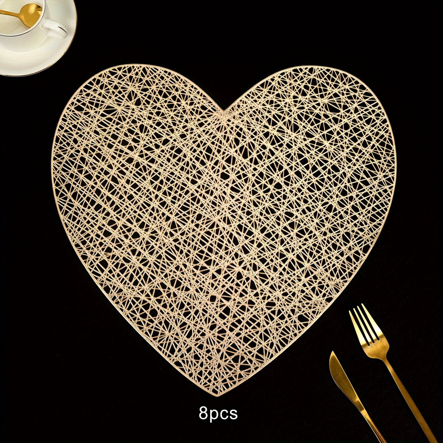 Valentine's Day placemats for restaurant and hotel dining tables, available in sets of 2, 4, 6, or 8 with heat insulation and anti-slip features.