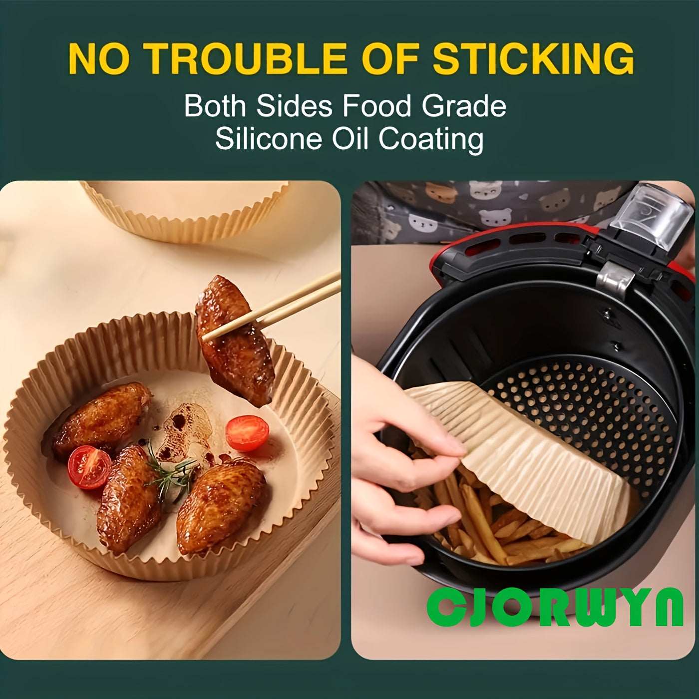 [Bestseller] Get 100pcs of CJORWYN Non-Stick Air Fryer Liners, 20.07cm Round Disposable Parchment Paper, Oil-Resistant, with Easy Clean-Up. Perfect for Baking, Roasting, and Microwave Use. Ideal for Holiday Cooking like Christmas, Halloween