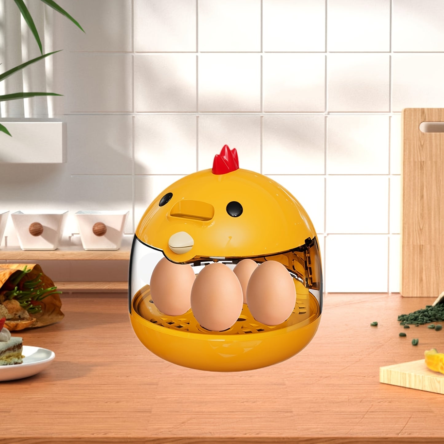 USB-powered egg incubator with cute chick design, transparent hatching chamber, durable ABS material, safe for poultry eggs, educational science toy for youngsters.