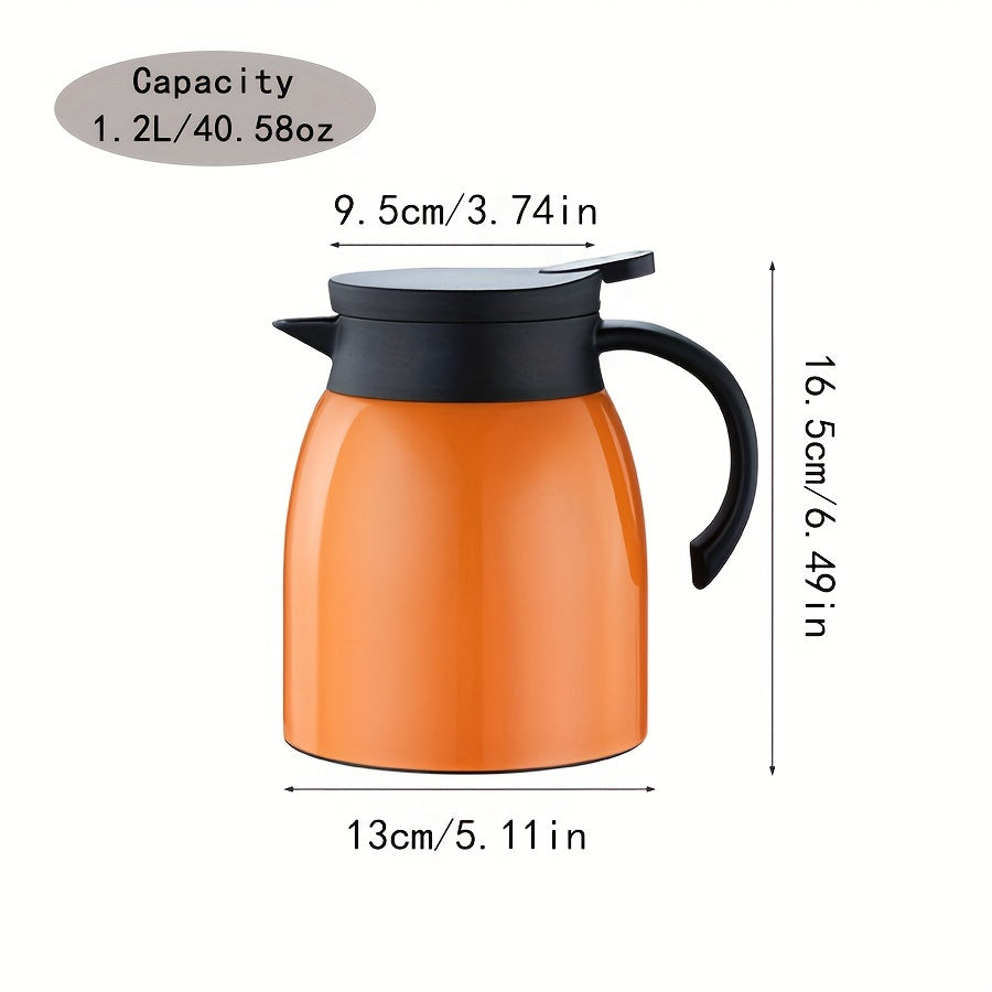 Thermal coffee pot set made of stainless steel includes a filter pot, thermal bottle, coffee cup, tea pot with net, leaky grid tea pot with filter net, thermal pot, cold pot, suitable for use in restaurants, hotels, households, and commercial settings.