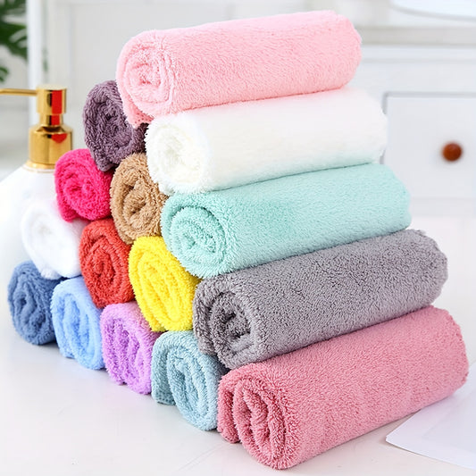 5/10pcs Solid Color Dishcloths made of bamboo fiber, super-absorbent and does not stick to oil. Ideal for household cleaning.