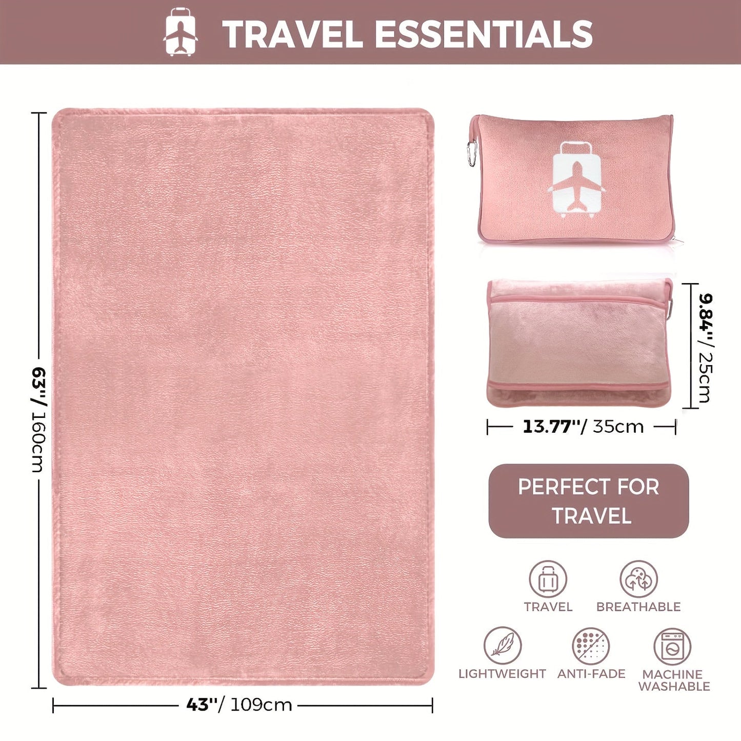 Travel in comfort with our premium soft blanket and pillow set! This 2 in 1 airplane blanket comes with a soft bag pillowcase, hand luggage sleeve, and backpack clip. It makes the perfect Easter, Halloween, or Christmas gift for the traveler in your life.