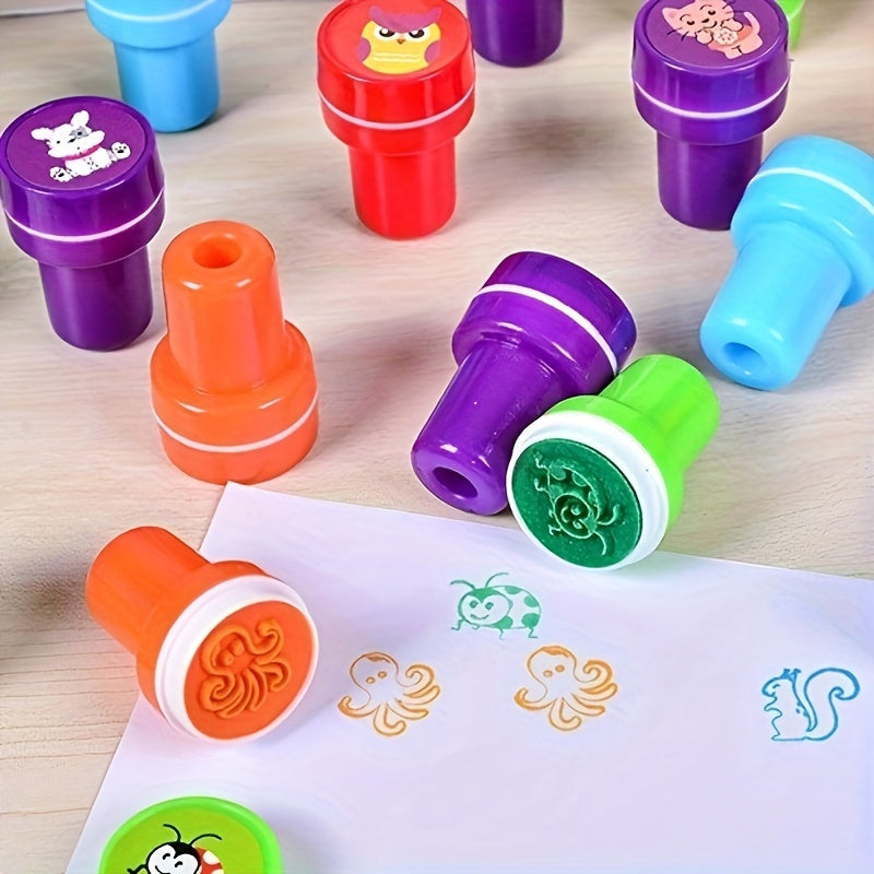 26 Colorful Animal Stamp Sets made of plastic - Ideal for Teachers, Parties, and DIY Crafts.