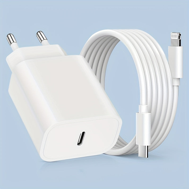 Ansty 10W USB-C Быстрая Зарядка для iPhone, iPad, Android - Европейская Стандартная Вилка, Белый, Готов к Путешествию.