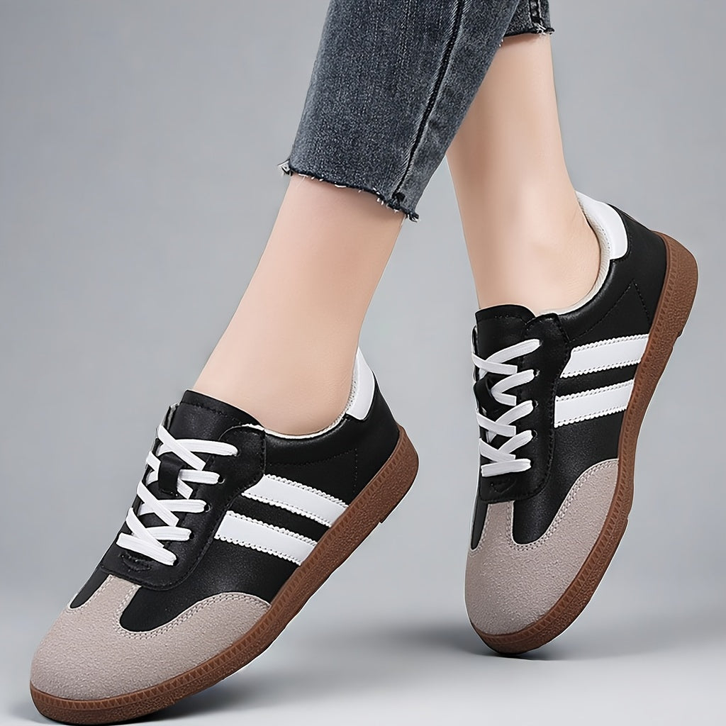 Women's colorblock sneakers with lace-up design, lightweight and comfortable for walking.