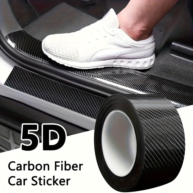 5D Carbon Fiber Car Door Entry Guard Strip - PET Material, Waterproof, Anti-Scratch Protection for Thresholds and Mirrors, 1pc 5*300cm