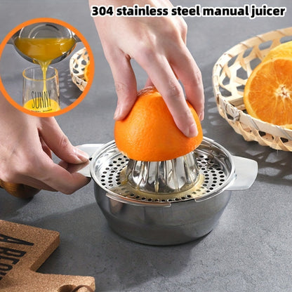 304 Stainless Steel Manual Citrus Juicer - Compact Hand Squeezer for Lemons, Oranges & More - Perfect for Use in the Kitchen, Restaurant, or on Outdoor Picnics and Camping Trips