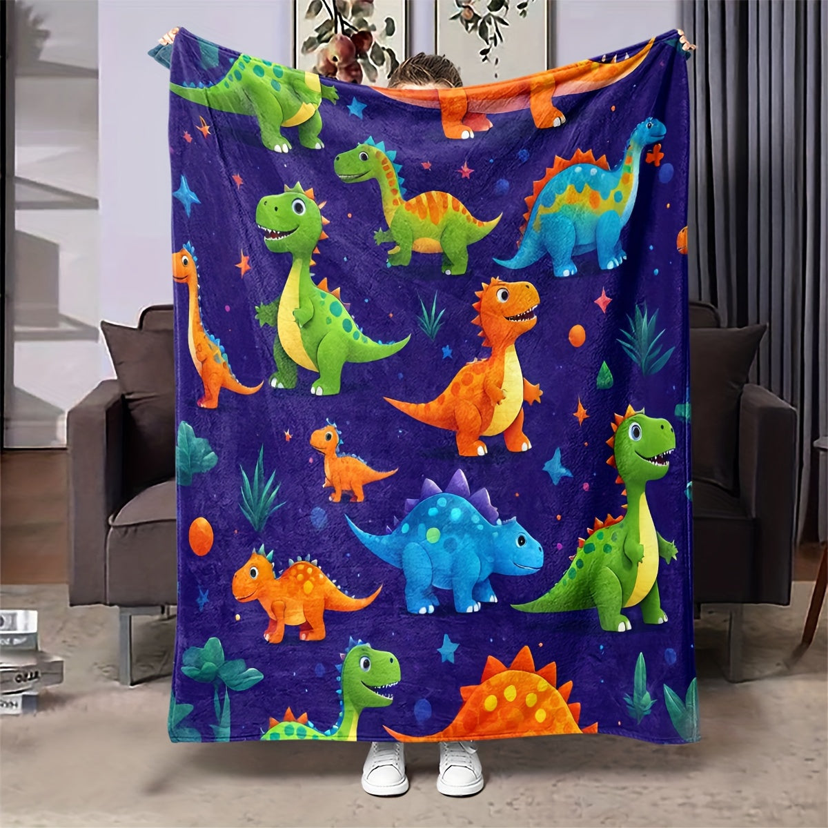 Stay warm and cozy year-round with our Dinosaur Paradise Fleece Blanket - perfect for all seasons!