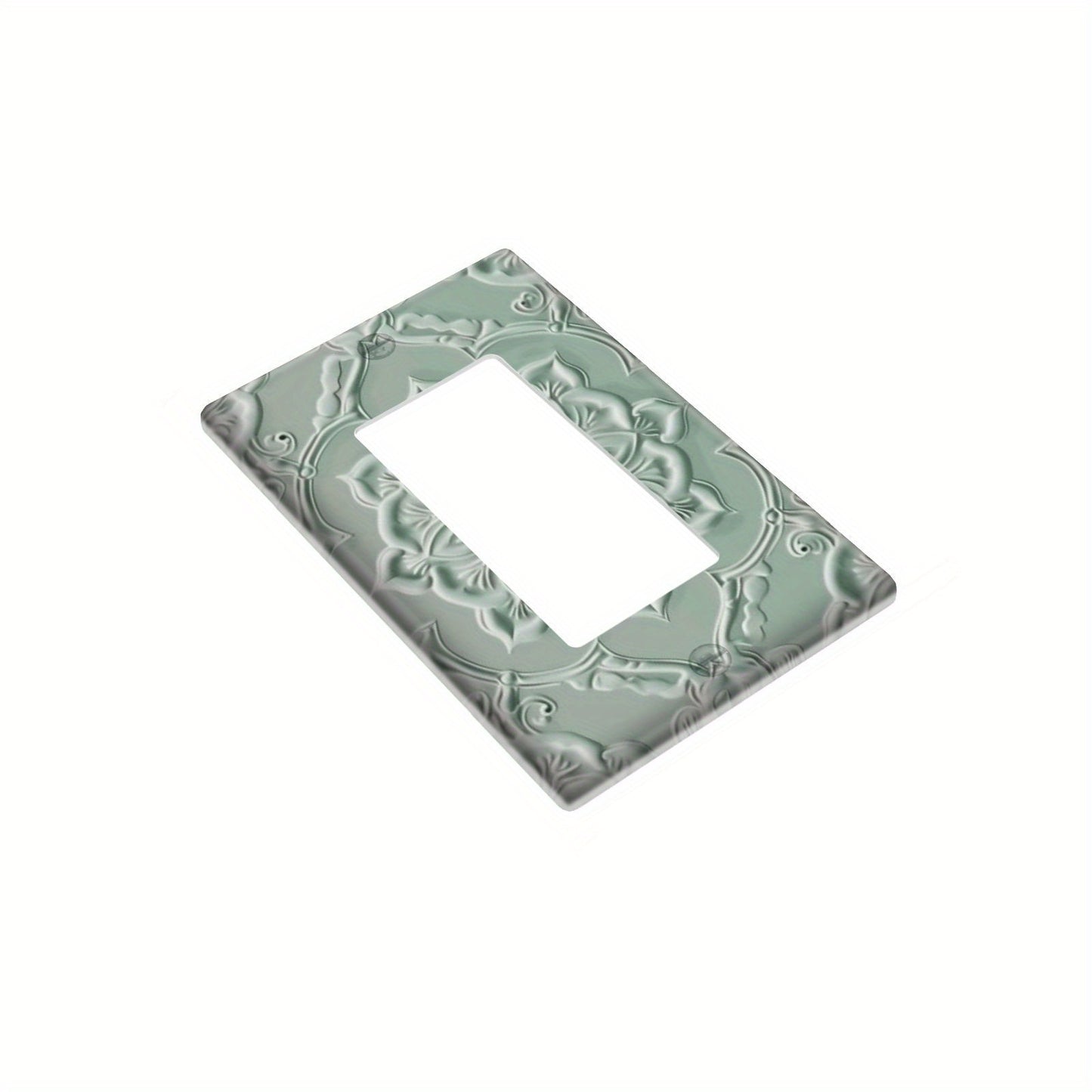 Sage green beige decorative light switch cover, easy to install, no wiring or battery needed, for bedrooms and bathrooms.