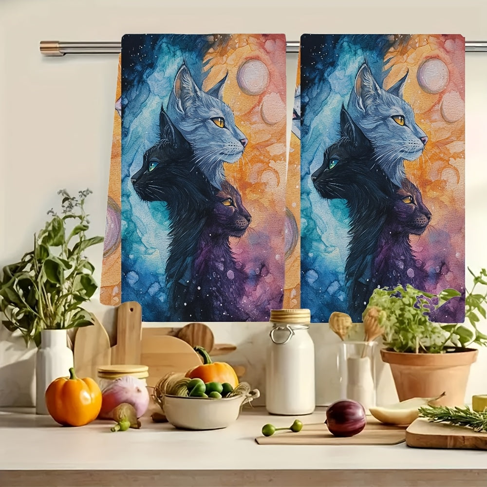 2 pieces of luxurious Thunderclan Pride kitchen towels, ultra soft and highly absorbent for holiday decor. Machine washable and measuring 16x24 inches in size. Model number: 2KYSYS1218704