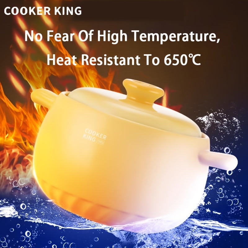 Durable Ceramic Stockpot by COOKER KING - High-Temperature Resistant, Crack-Free Cooking Pot for Gas Stove, Perfect for Soups & Casseroles, Available in 2.5/3.5/4.5L Sizes