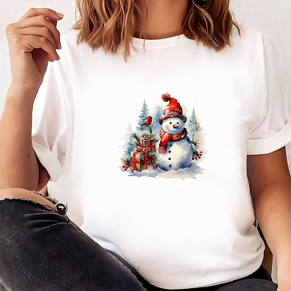 Hot Press Transfer Stickers featuring a Festive Christmas Snowman Pattern - Set of 4 for DIY Clothing, Bags, and Accessories - Women's Novelty Patches and Embellishments with an Anime Theme