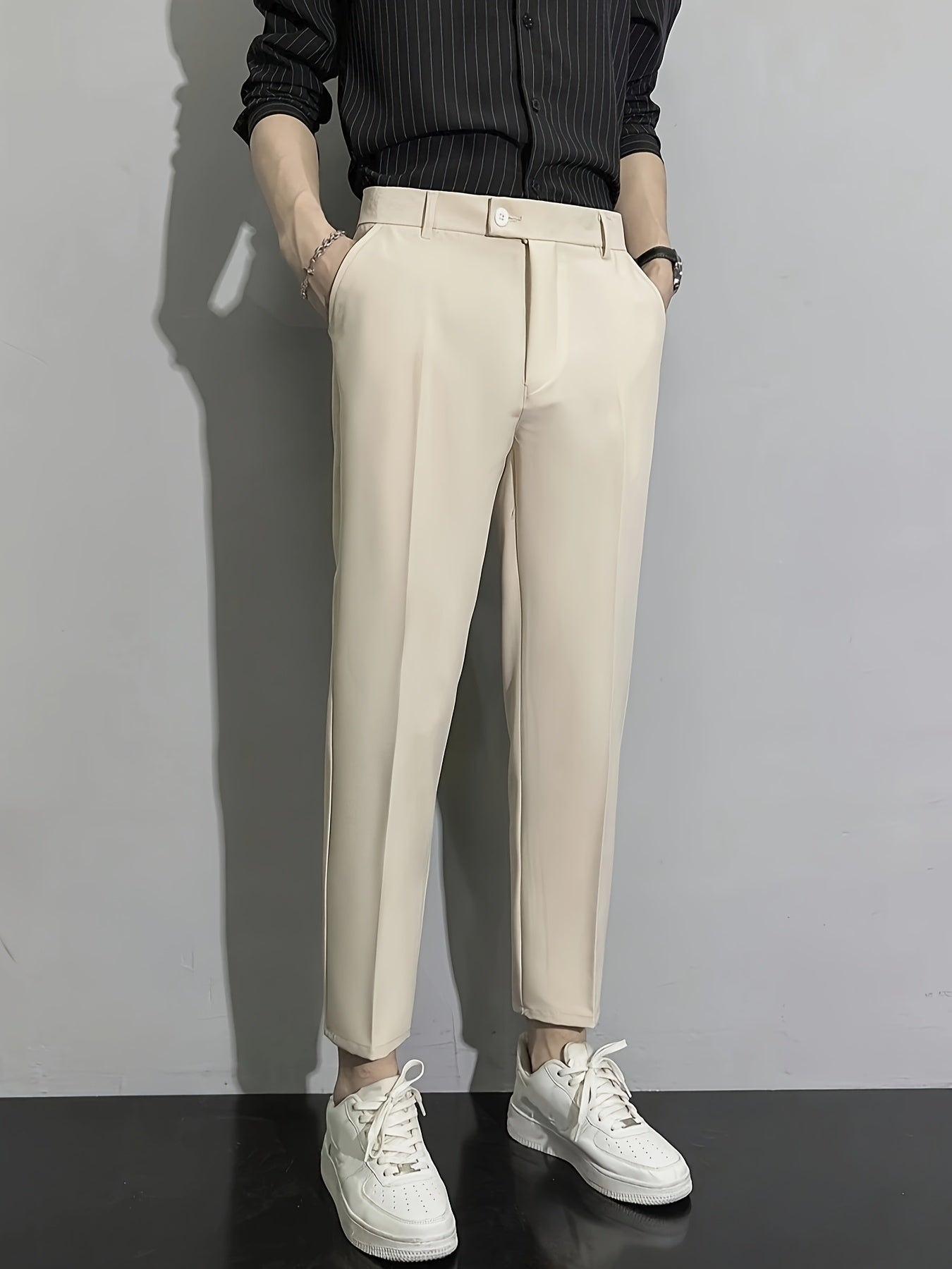 The new casual business-style trousers are sleek and stylish.