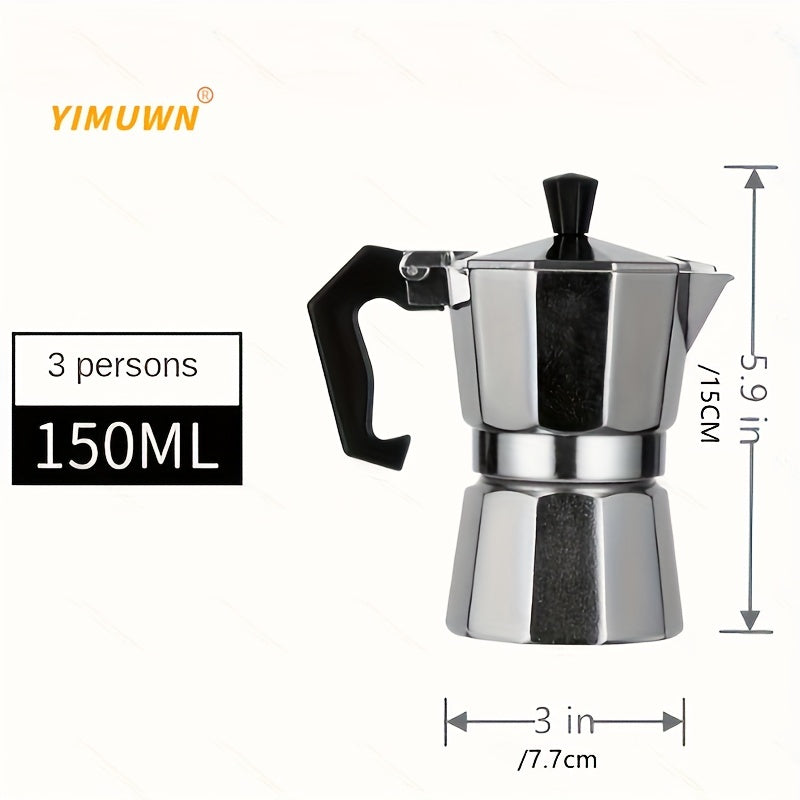 Italian Style Stovetop Espresso Maker - Enjoy Strong and Flavored Coffee with this Aluminum Moka Pot - Convenient to Use and Easy to Clean