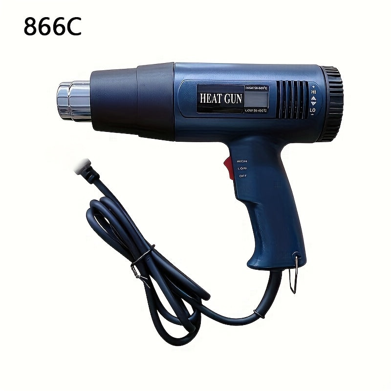 2000W Handheld Hot Air Gun for Bending, Forming, Plastic Drying & Thawing, European Standard, Black Color.