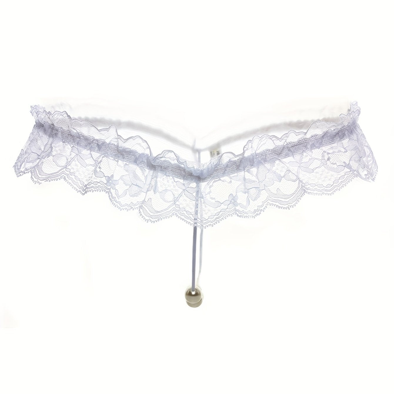 Sexy lingerie for women featuring lace faux pearl bead decoration T-string thongs.