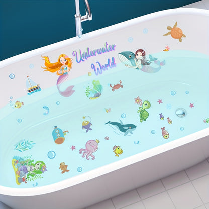 6 anti-slip bathtub stickers of mermaids and ocean world theme for safe and fun bathing