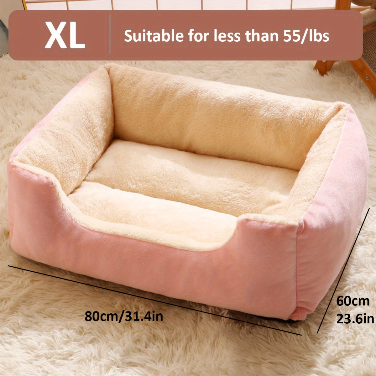 Cozy Plush Dog Bed with Elastic PP Cotton, Suitable for All Breeds - Various Sizes & Colors - Non-Assembled