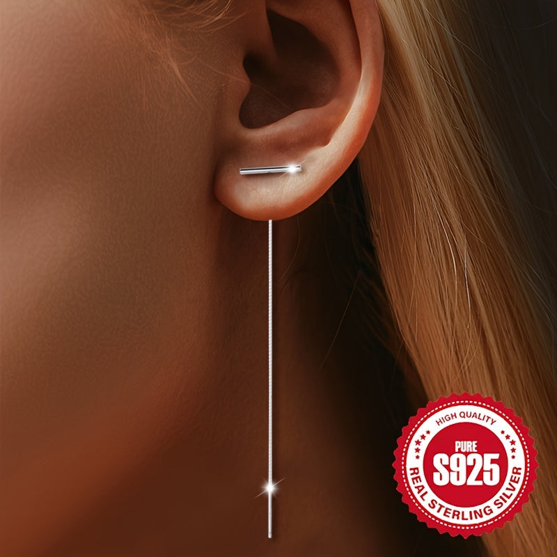 These S925 Sterling Silver T-shaped Ear Lines for women feature a sleek and simple design, perfect for everyday wear alongside other jewelry accessories. They make a thoughtful Thanksgiving gift and are hypoallergenic, weighing just 1.18g.