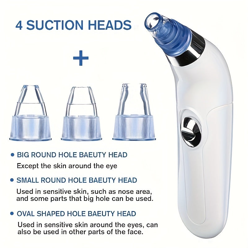 This device comes with four suction heads to safely remove blackheads.