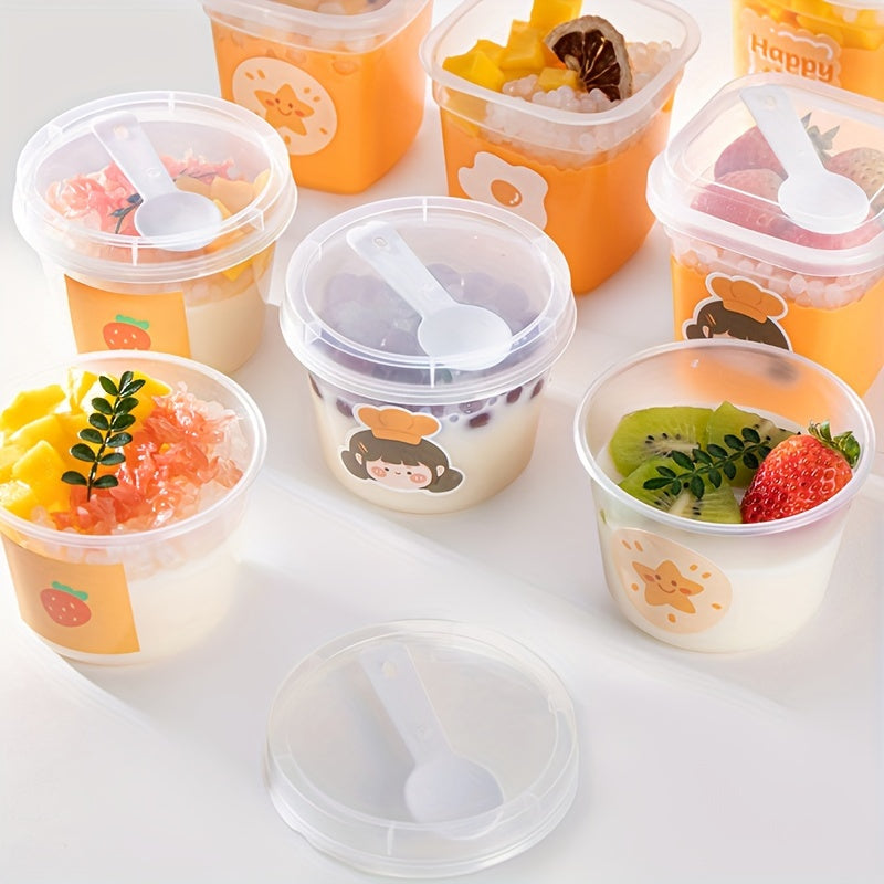 Set of 20 Reusable Plastic Dessert Cups with Lids & Spoons - Leakproof, BPA-Free for Serving Cakes, Puddings, Ice Cream - Ideal for Parties, Weddings, and Picnics