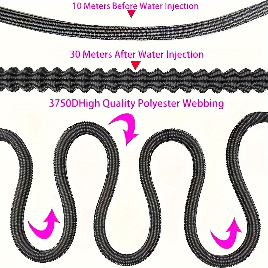 Durable expandable garden hose with nozzle, flexible rubber material, 3-layer TPE core, 3/4" universal connectors, commercial grade, multi-purpose watering tool, available in 25-100 ft