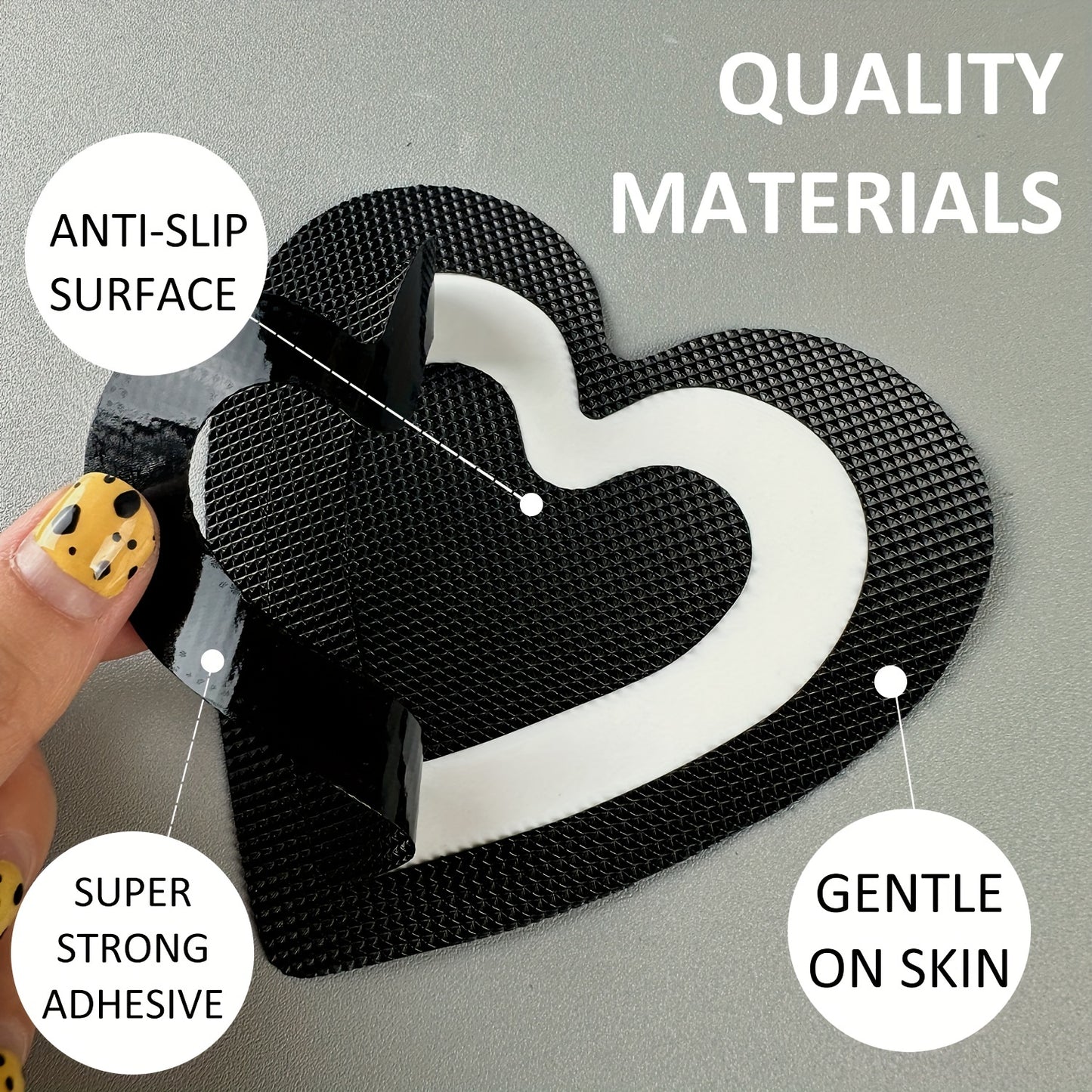 30 heart-shaped black vinyl bathtub stickers for safety, easy to apply and clean.