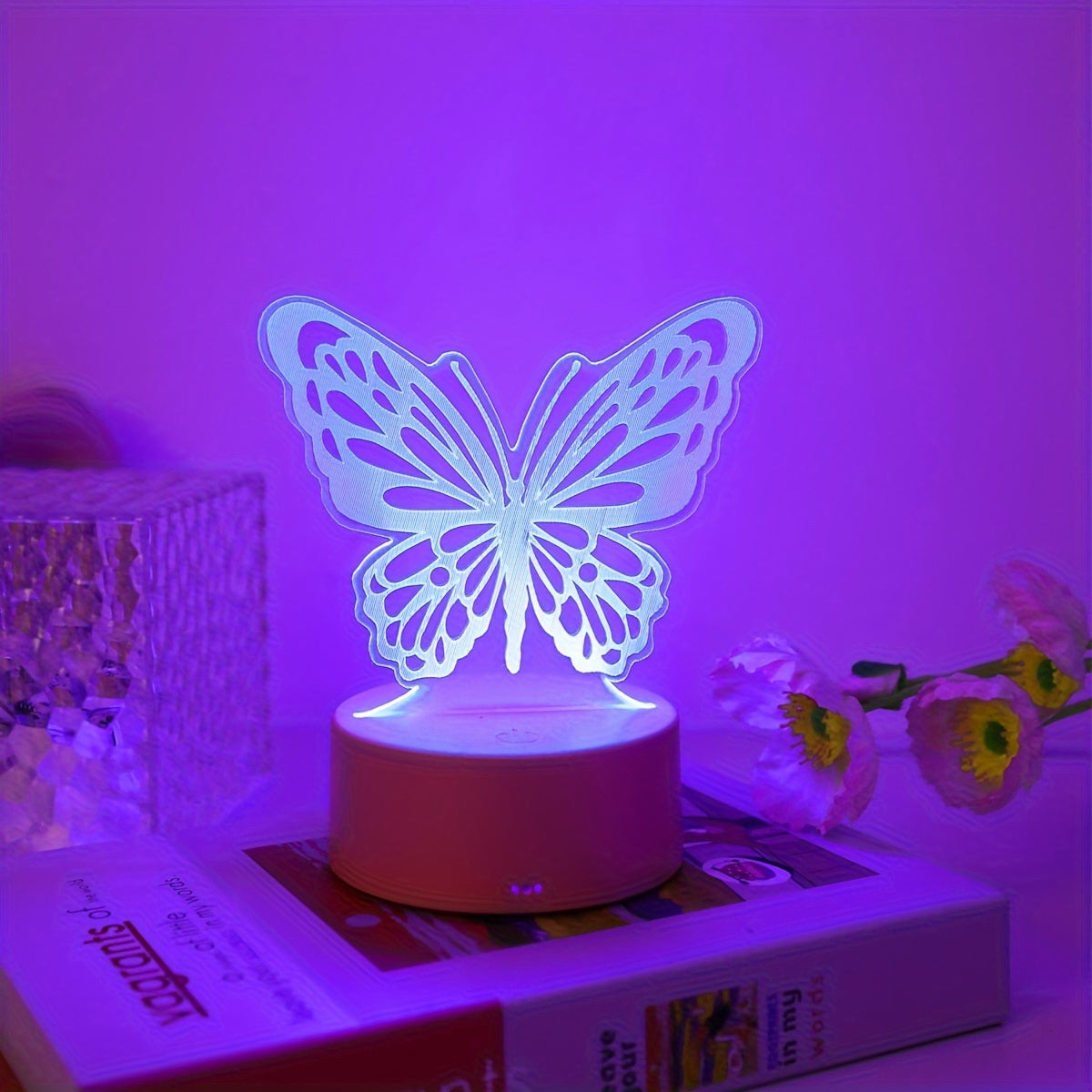 1 LED lamp with 3D butterfly night light, ideal for bedroom, home, desktop, Christmas decor, fancy lighting, and birthday gift.