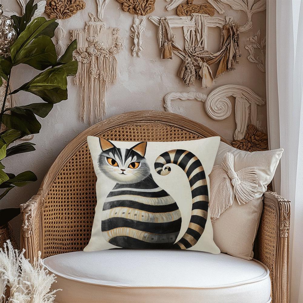 Add a touch of charm to your living room or bedroom sofa with this adorable Cat-Themed Decorative Cushion Cover, measuring 45.01cm. Made from machine washable polyester, this cover is perfect for cat lovers looking to add a cute and funny touch to their