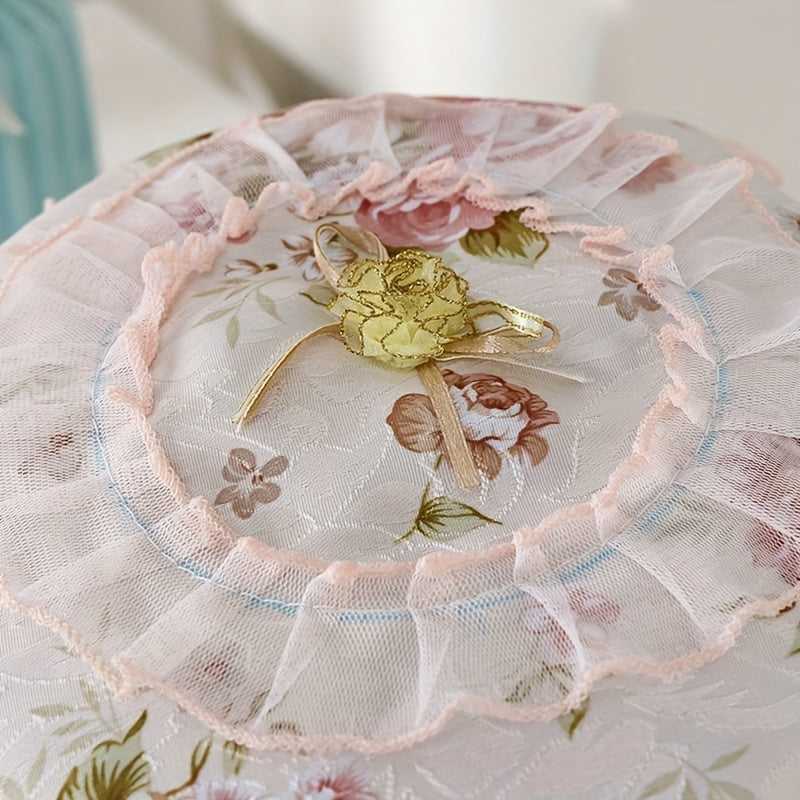 Cover your rice cooker in style with this elegant floral lace round cover. This multi-functional European-style cover not only protects your appliance from dust but also adds a decorative touch to your kitchen. The cover comes in white, light blue