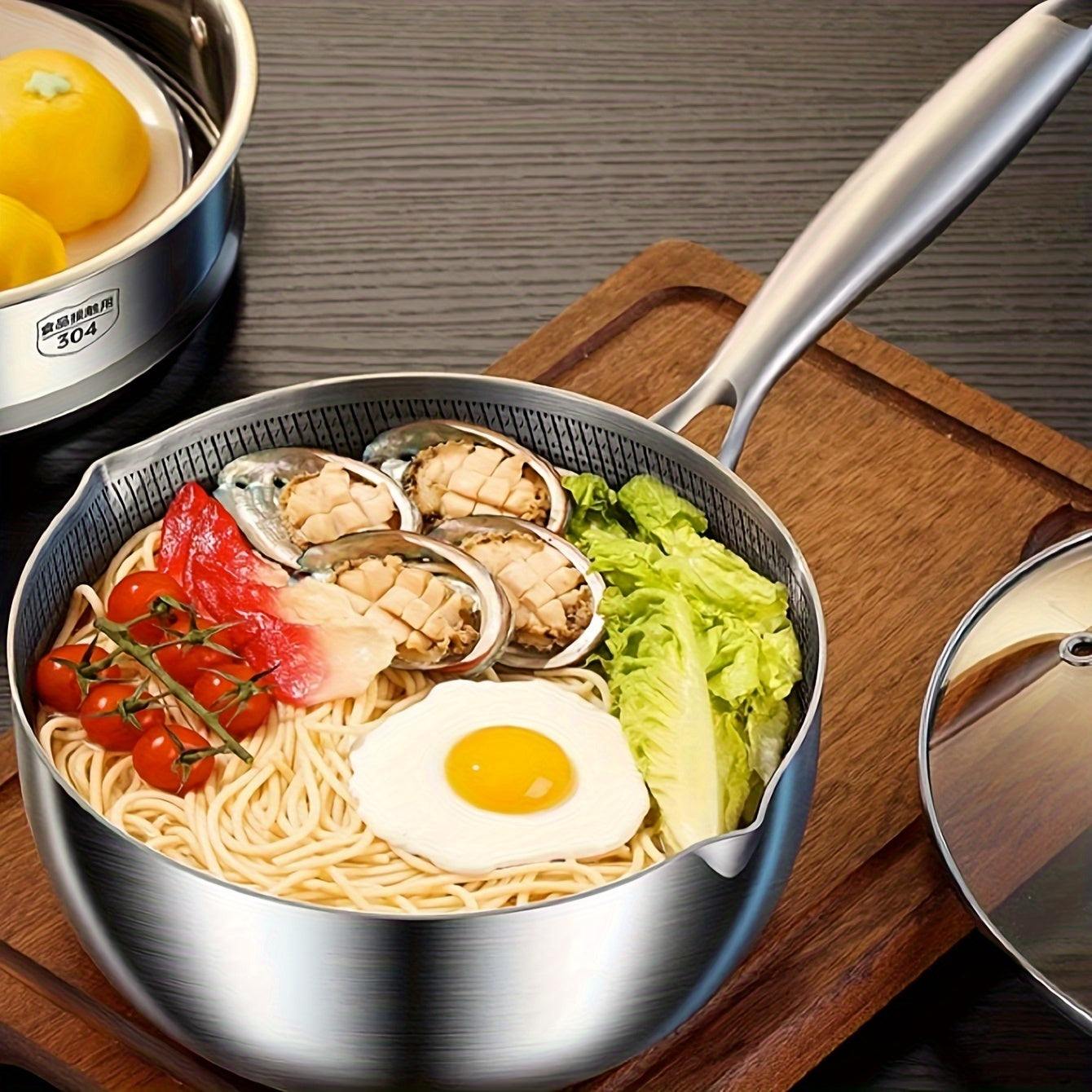 Japanese-Inspired Stainless Steel Saucepan with Non-Stick Coating – Ideal for Cooking Youngsters Food and Noodles, Dishwasher Safe