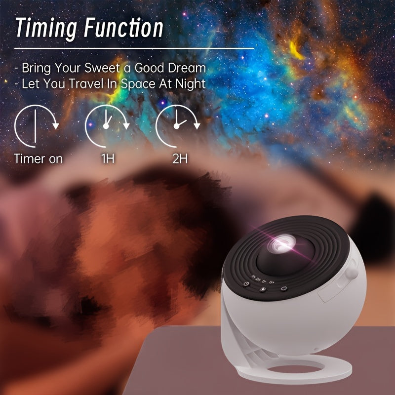 Modern 13-in-1 Galaxy Star Projector, 360° Rotating Nebula Night Light with Adjustable Lighting, USB Powered Tabletop Lamp for Living Room, Bedroom Decor, Home Theater - No Batteries Needed.