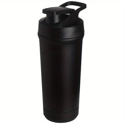 Stainless steel protein shaker bottle (27oz) with removable mixing ball. BPA-free, easy to clean, and portable for gym and sports.