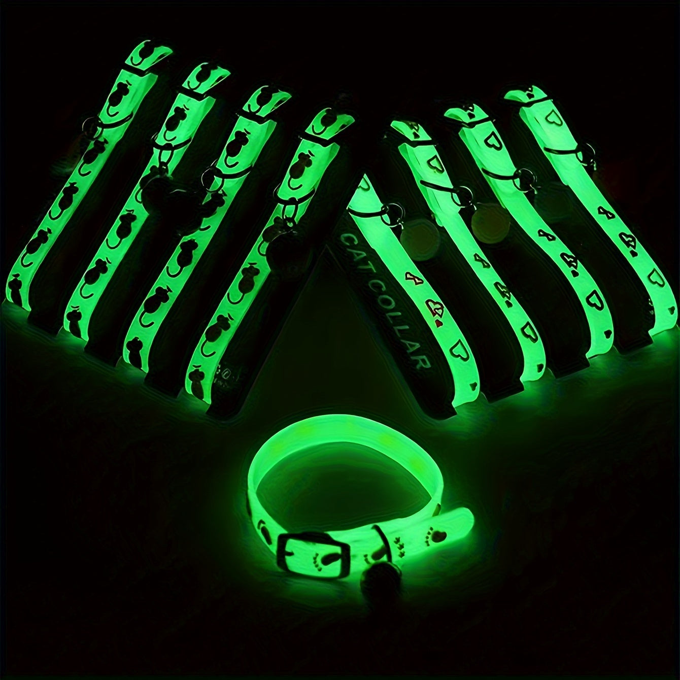 1 piece luminous pet collar with bell for small dogs and cats in random color keeps your pet safe and visible at night.