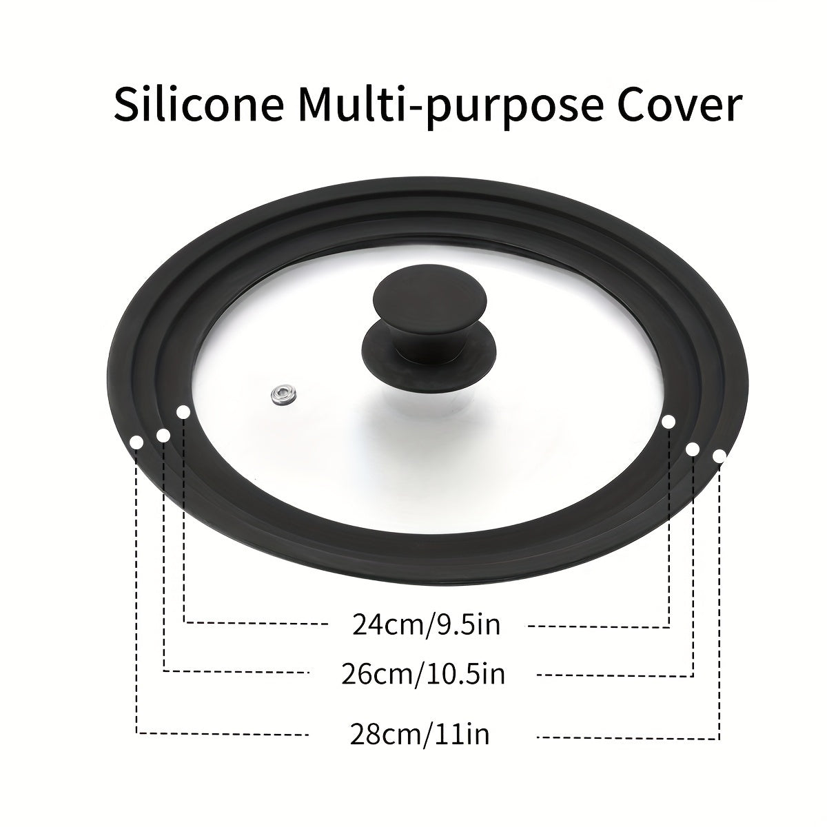 Black Universal Silicone Lids: Suitable for Cookware, Glass Tops on Skillets, Pots, Frying Pans, Cast Iron, CrockPot