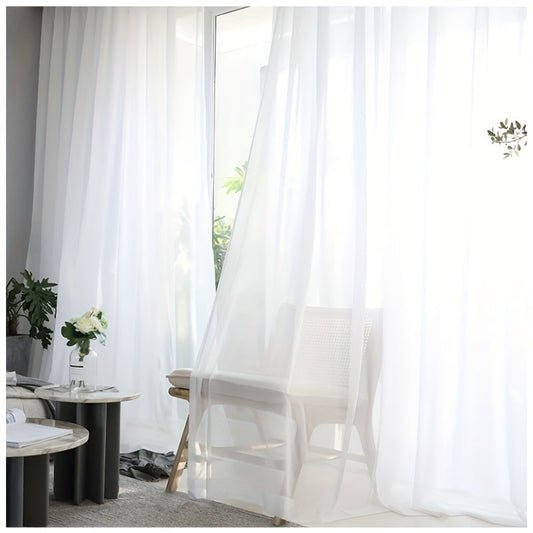 Chic and versatile, this elegant white chiffon curtain is perfect for adding a touch of sophistication to your living room, bedroom, office, or cafe decor. Plus, it's easy to clean and maintain, making it a practical and stylish addition to any space.