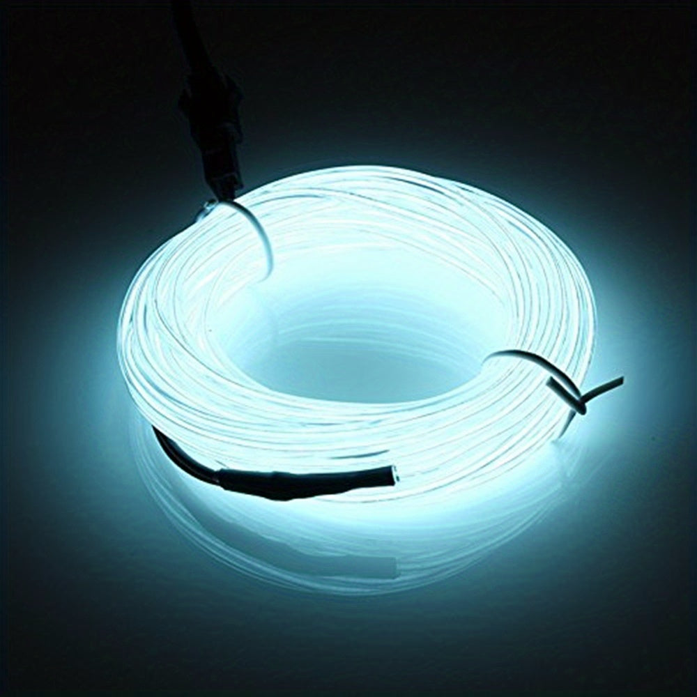 Neon light strip with EL wire battery pack for DIY decorations and parties.