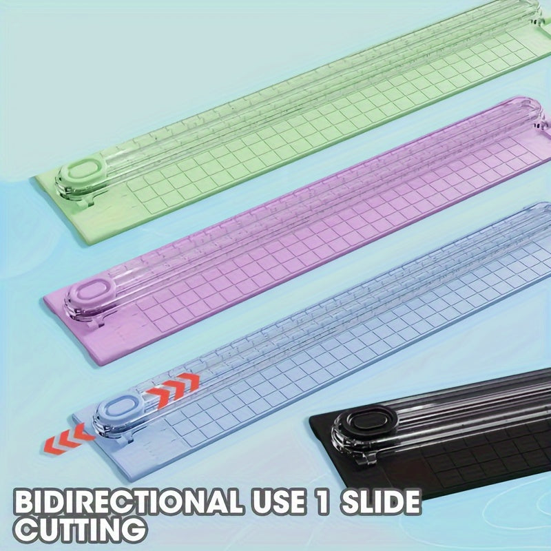 Portable paper cutter for A3/A4 paper, easy-to-use precision trimmer made of durable plastic for school, home, and office.