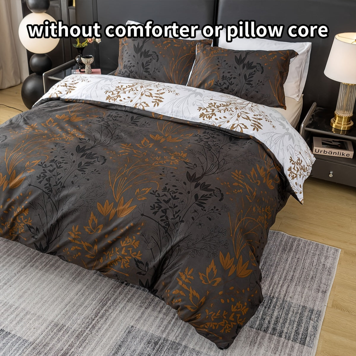 Luxurious Floral Print Polyester Duvet Cover Set includes one duvet cover and two pillowcases (core not included). This all-season bedding set is soft, comfortable, and breathable, perfect for bedroom, guest room, or dorm use.