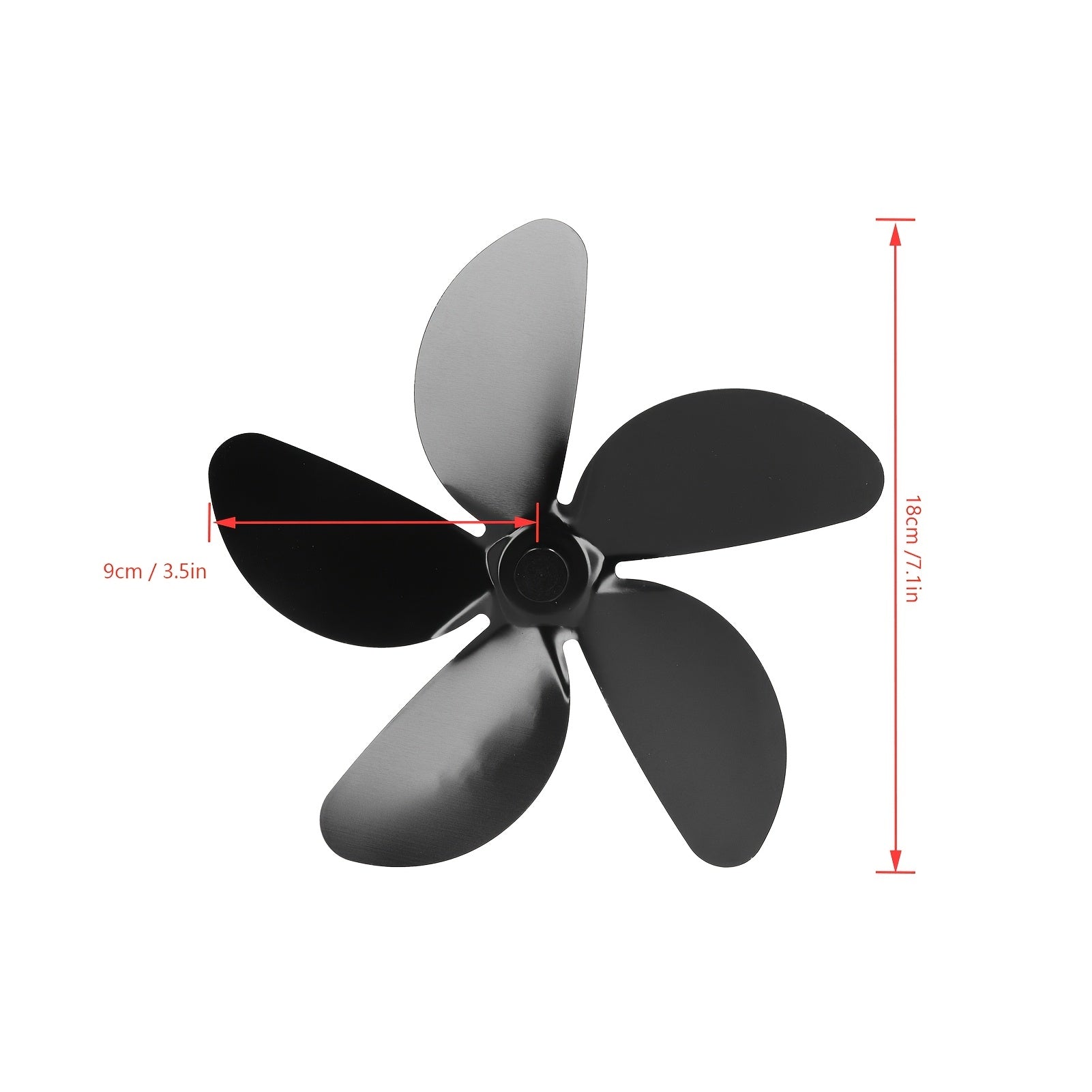 Набор из 5 черных лопастей из алюминиевого сплава для каминного вентилятора - эффективный 5-лопастной вентилятор для печи, простая установка, улучшает распределение тепла для дровяных/газовых/пеллетных печей, долговечный и устойчивый к коррозии