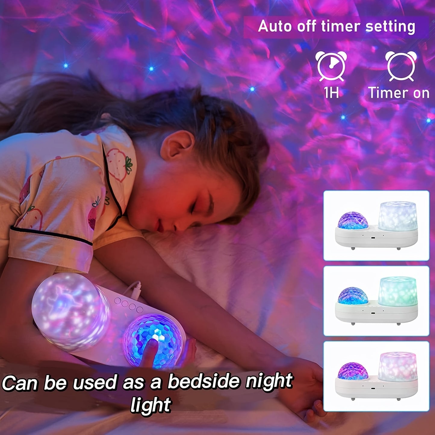 Galaxy Starry Projector Night Light for Kids - 3D Ocean and Starry Sky Effects, USB Powered, Adjustable Brightness, Great for Room Decor and Christmas Gifts