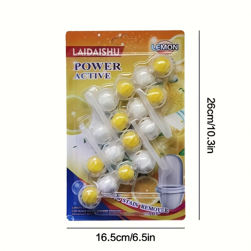 16 automatic toilet cleaning balls that freshen and neutralize odor in the bathroom without electricity.