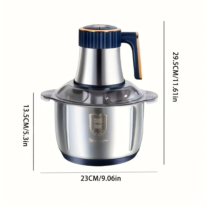 Home multifunctional food processor with 3L or optional 5L capacity. Features vegetable cutter, stainless steel meat grinder, juicer, and garlic paste maker. Perfect gift for the kitchen.